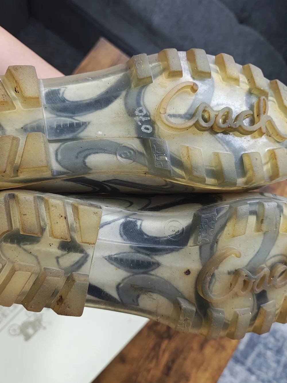 Coach Gray Signature Logo Rain Boots